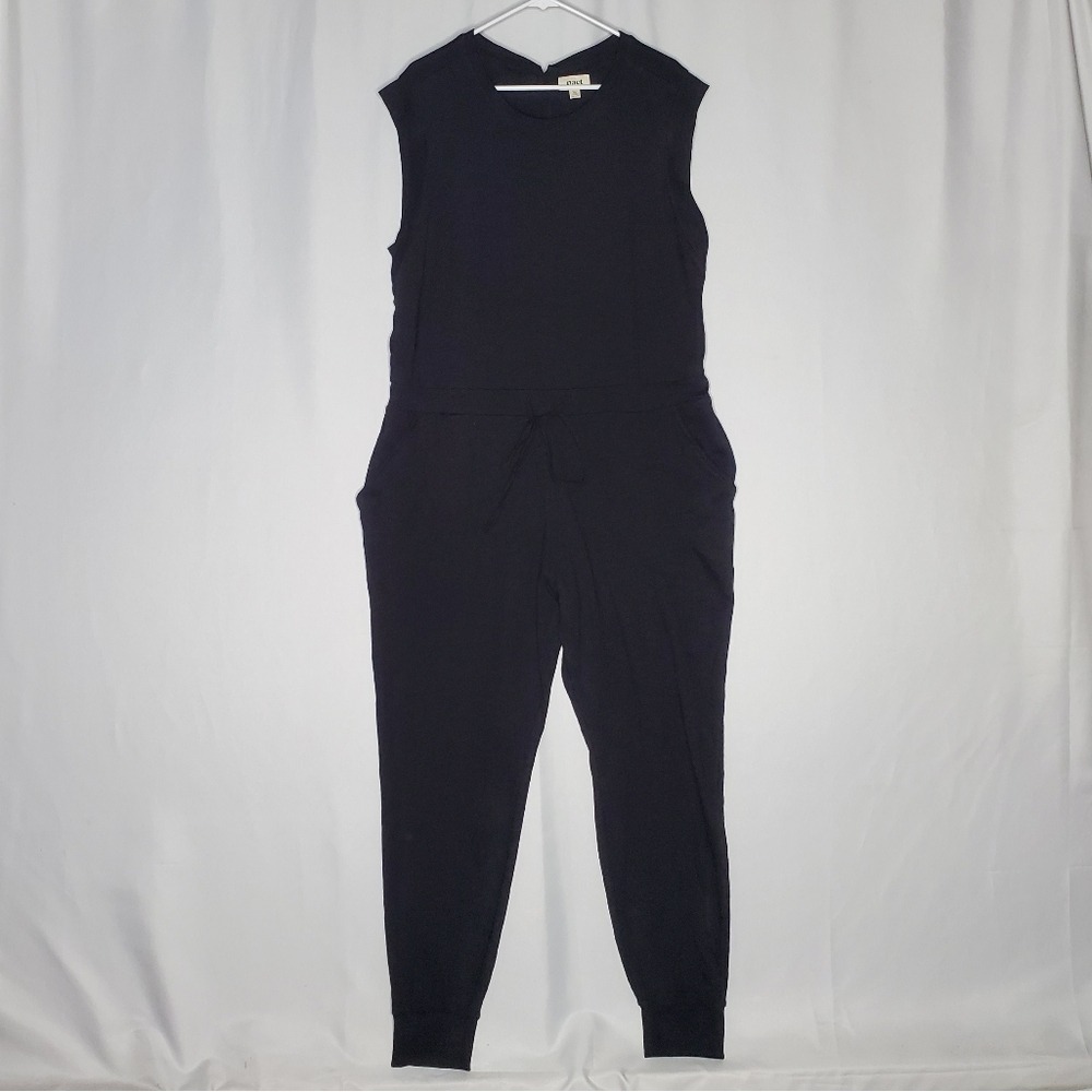 Pact‎ Organic Jumpsuit Womens XL Black Cotton Stretch Jogger Pocket Sleeveless